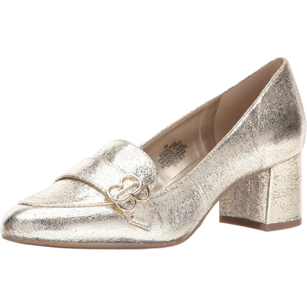 Bandolino Womens Gold Metallic Oncassa 3 Pump Block Heel Size 7.5M
